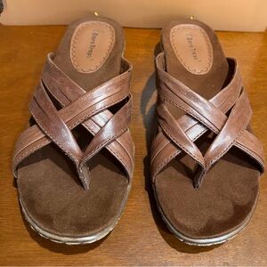 BareTraps Brown Crisscross Sandals